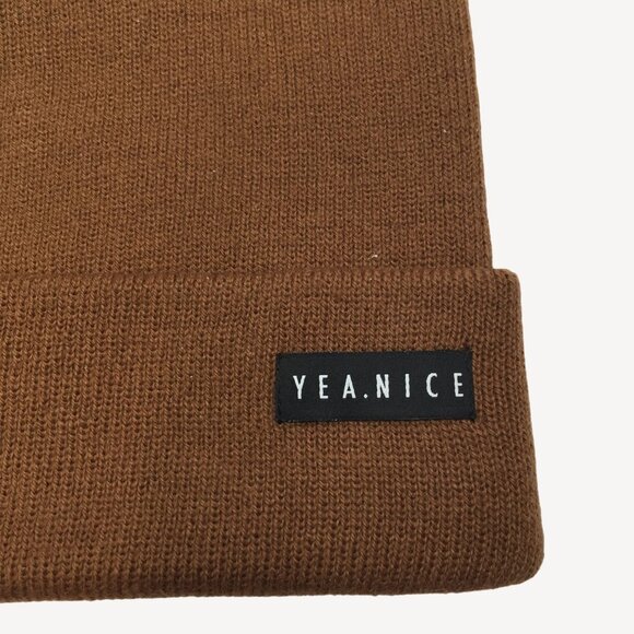 Yea.Nice Legend Mens Knit Sienna Chocolate Brown Folded Beanie Hat Cap Winter - Picture 6 of 6